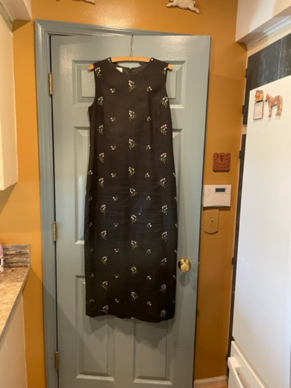 Talbots vintage black sleeveless dress with floral embroidery, sz 10, worn once